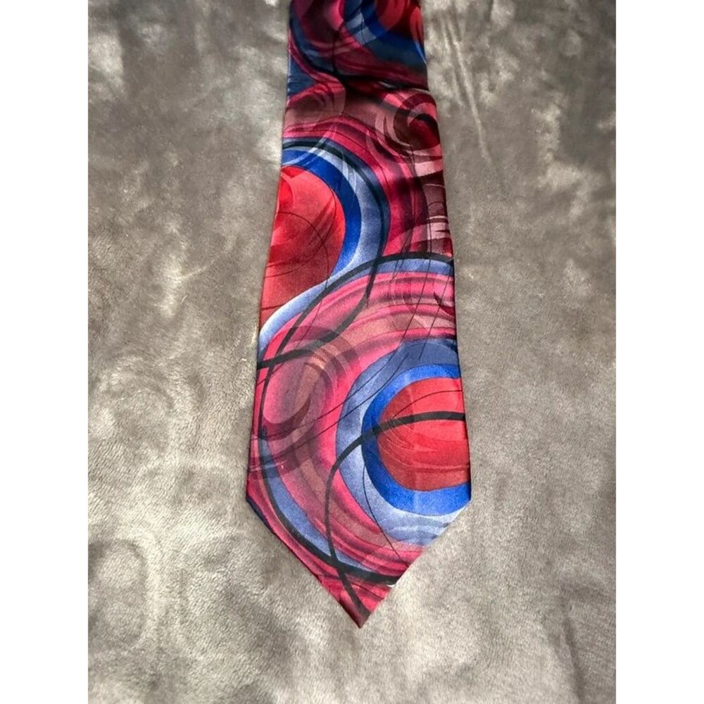 J Garcia Mickey Limited Edition Forty-Five Silk Tie Abstract Red Blue Necktie